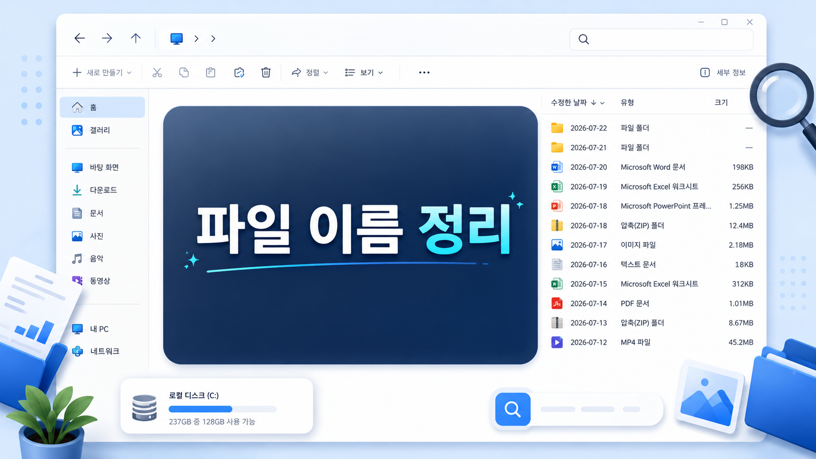 검색하기 쉬운 규칙으로 정리된 윈도우 파일 이름