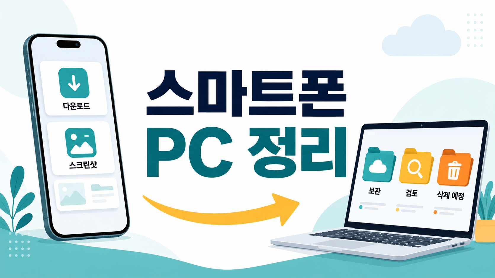 스마트폰과 PC 파일을 역할별로 정리하는 주간 루틴 안내 이미지