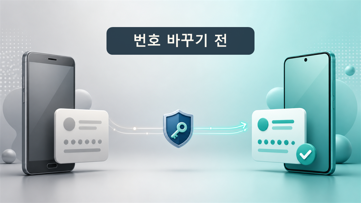 휴대폰 번호 변경 전에 계정 복구 정보를 점검하는 모습을 표현한 일러스트